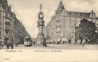 Frankfurt am Main; Kaiserstrasse, Uhrtürmchen / street, tram, clock tower