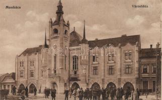 Munkács Városháza, Pannónia nyomda, Rochlitz Róza és Grünfeld üzletei / town hall with the Pannonia Press, shops (EK)