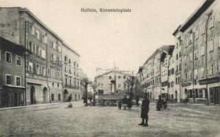 Hallein; Kornsteinplatz / square, shops