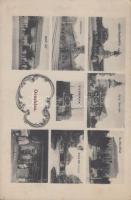 Orosháza üzlet belső, gémes malom, vasútállomás, Mikola park, polgári iskola, színház (fl)