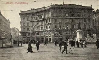 Milano, Piazza Ellittica, statue, bicycle, shops (EK)