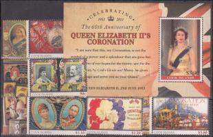 II. Erzsébet koronázásának 60. évfordulója ívszéli sor + blokk, Coronation of Queen Elizabeth II. 60th anniversary margin set+ block