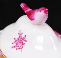 Herendi porcelán bonbonier, kézzel festett, hibátlan, jelzett, 13x7 cm