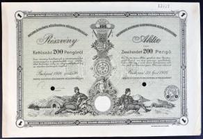 Budapest 1926. "Magyar Általános Kőszénbánya Részvénytársulat" részvénye 15P-ről, magyar és német nyelven, szelvényekkel, lyukasztva T:I-