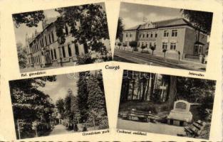 Csurgó, Református gimnázium, Internátus, Gimnázium park, Csokonai emlékmű, Oszeszly M. kiadása (EK)