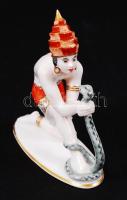 Rosenthal kígyóbűvölő, kézzel festett, jelzett, hibátlan, m:9 cm, h:8,5 cm/ Rosenthal Snake Charmer cca 1930