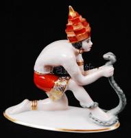 Rosenthal kígyóbűvölő, kézzel festett, jelzett, hibátlan, m:9 cm, h:8,5 cm/ Rosenthal Snake Charmer ...