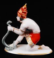 Rosenthal kígyóbűvölő, kézzel festett, jelzett, hibátlan, m:9 cm, h:8,5 cm/ Rosenthal Snake Charmer ...