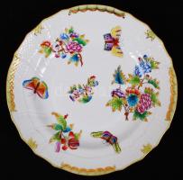 Herendi Viktória lapostányér készlet (6 db), kézzel festett, hibátlan, jelzett, d:25 cm