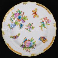 Herendi Viktória lapostányér készlet (6 db), kézzel festett, hibátlan, jelzett, d:25 cm