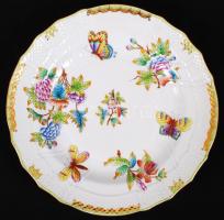 Herendi Viktória lapostányér készlet (6 db), kézzel festett, hibátlan, jelzett, d:25 cm