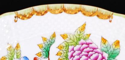 Herendi Viktória lapostányér készlet (6 db), kézzel festett, hibátlan, jelzett, d:25 cm