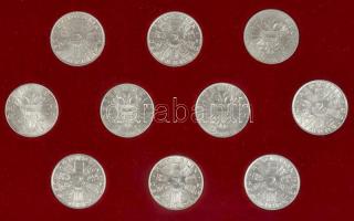 Ausztria 1928-1937. 2Sch Ag (10x) mind klf emlékveret tanúsítványokkal, eredeti dísztokban T:1,2
Aus...