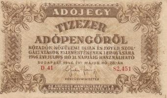 1946. 6db különféle adópengő, tévnyomatok, hibák, ferde szöveg, elcsúszott keret T:vegyes