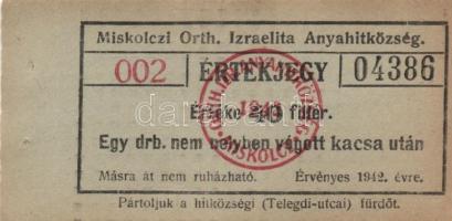 Miskolc 1927-42. Miskolczi Orth. Izr. Hitközség 10db klf vágatási/érték jegy liba, kacsa, borjú, hús...
