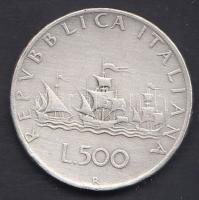 Olaszország 1960R 500L Ag "Kolombusz hajói" T:3 
Italy 1960R 500 Lire Ag "Colombus Sh...