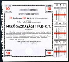 1946. Mezőgazdasági Ipar Rt. részvényelismervény 10db részvényről T:II + Magyar Általános Kőszénbánya Rt. részvényelismervény 10db részvényről T:III