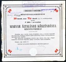 1946. Mezőgazdasági Ipar Rt. részvényelismervény 10db részvényről T:II + Magyar Általános Kőszénbány...