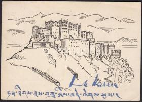 1960 Heinrich Harrer (1912-2006), a Hét év Tibetben című regény írójának aláírása képeslapon / Heinrich Harrer, autograph signature