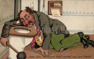 Aber Alte, du riechst heut' wieder aus dem Mund! Man sleeping in the toliet, humour (EK)