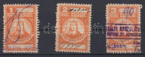 1931 Kezelési költségbélyegek, 3 db