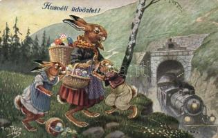 Easter, rabbit, train s: Arthur Thiele (small tear)