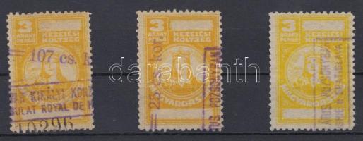 1931 Kezelési költségbélyegek, 3 db