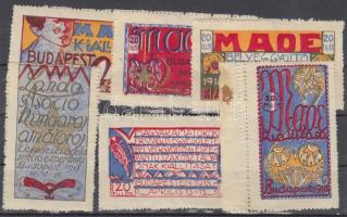 1918 MAOE (Magyar Amatőrök Országos Egyesülete) levélzárók, 6 db