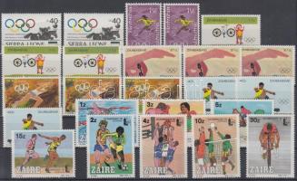 Olimpia motívum tétel 24 db bélyeg, közte sorok, többpéldányosok, Olympics related lot 24 stamps with sets and multiples