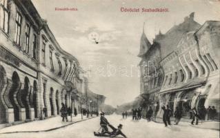 Szabadka, Subotica; Kossuth utca. részeges művészlap. Heumann Mór kiadása / street, drunken vision (EB)
