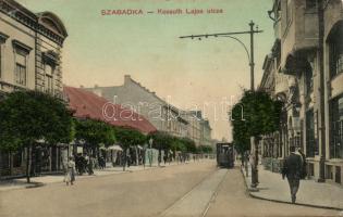 Szabadka, Kossuth Lajos utca; Víg Zsigmond Sándor kiadása / street, tram (EB)