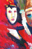 Schéner Mihály (1923-2009): Karnevál. Olaj, farost, jelzett, keretben, 50×70 cm