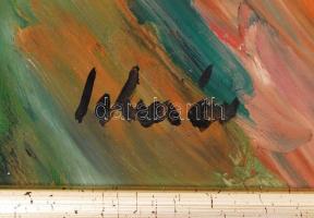 Schéner Mihály (1923-2009): Szent István népe. Olaj, farost, jelzett, keretben, 50×70 cm