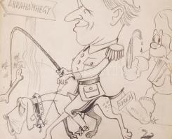 Várnai György (1921-1991): Karikatúra. Ceruza, papír, jelzett, 32×27 cm