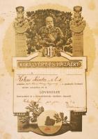 1913 A Királyért és a hazáért lövész oklevél / Shooter warrant 27x38 cm