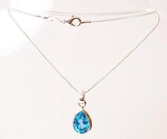 Csepp alakú topáz függő ezüst (Ag) láncon, jelzett / topaz pendant with silver necklace, 8 g