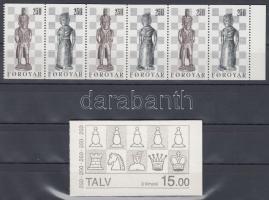 Chess Figures stamp-booklet sheet + stamp-booklet, Sakkfigurák bélyegfüzetlap + bélyegfüzet