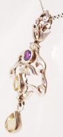 Násfa-forma függő citrin és ametiszt kövekkel, ezüst láncon, jelzett /	
silver pendant with amethyst...