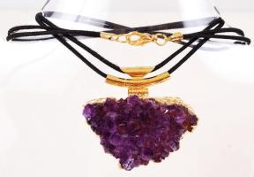 Natúr ametiszt függő textil láncon / natural amethyst pendant, 46,2 g