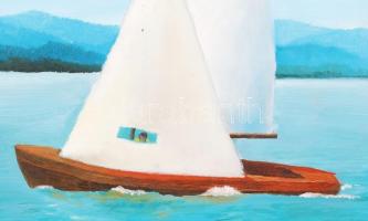 Fuchs Tamás (1962-): Sárga kabátos férfi. Olaj, farost, jelzett (Bruno), 40×50 cm