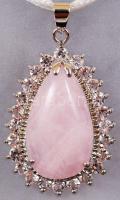 Rózsakvarc függő textil láncon /
rose quartz pendant with nacklace