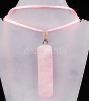 Rózsakvarc függő textil láncon / rose quartz pendant with nacklace