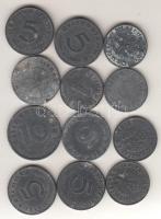 Német 3. Birodalom 1940-1943. 1Pf-10Pf (12x) T:2,2- German Third Reich 1940-1943. 1 Pfennig - 10 Pfennig (12x) C:XF,VF