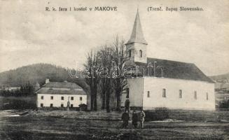 Trencsénmakó, rectory and church (fa)