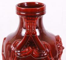 Zsolnay fedeles padlóváza, ökörvér mázzal, jelzett, hibátlan, m:62 cm