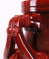 Zsolnay fedeles padlóváza, ökörvér mázzal, jelzett, hibátlan, m:62 cm