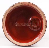 Zsolnay fedeles padlóváza, ökörvér mázzal, jelzett, hibátlan, m:62 cm