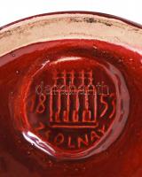 Zsolnay fedeles padlóváza, ökörvér mázzal, jelzett, hibátlan, m:62 cm