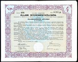 Budapest 1941. "4%-kal kamatozó állami nyereménykölcsön - államadóssági kötvény" 50P-ről +...