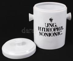 Antik patikai fedeles tároló, " Ung. hydropyl nonionic" felirattal, jelzett, hibátlan, m:2...